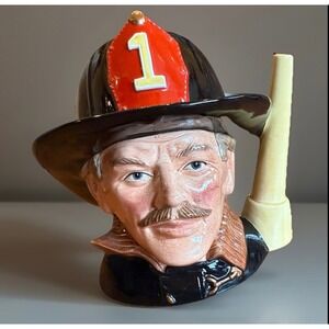 Vintage Royal Doulton The Fireman D-6697 Large Toby Jug Mug 1982 Character Head
